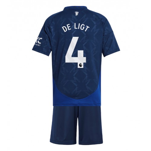 Dětský fotbalový dres Manchester United Matthijs de Ligt #4 2024-25 Venkovní Krátký Rukáv (+ trenýrky)